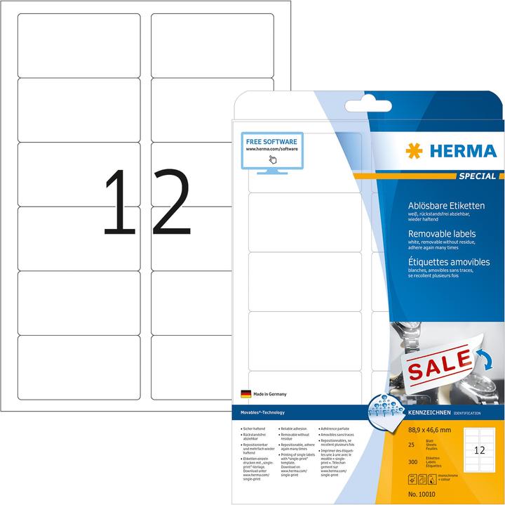 Produktbild Herma Ablösbare Etiketten A4