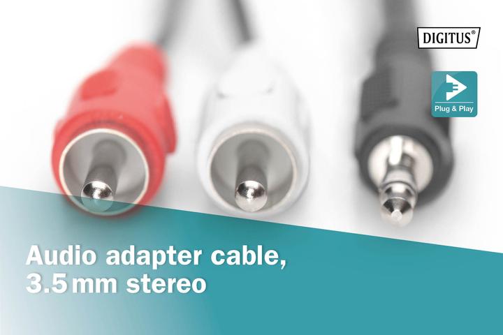 Image du produit Digitus ASSMANN Câble adaptateur audio stéréo 3,5mm - 2x RCA 1,50m CCS 2x0.10/10 blindé M/M noir (1.50 m, RCA, Jack 3,5 mm (AUX))