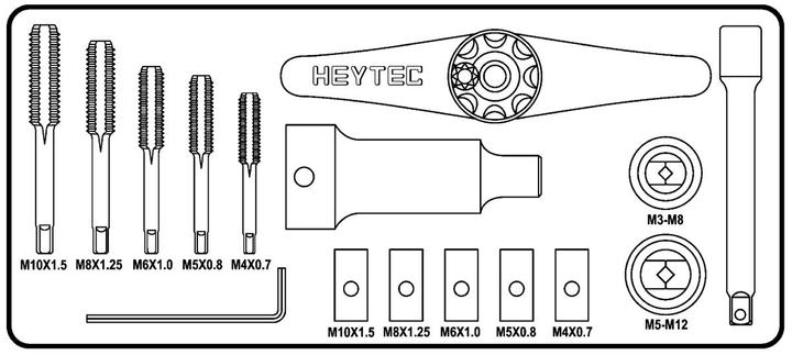Actual product image HEYTEC Thread cutting set 16 pcs.