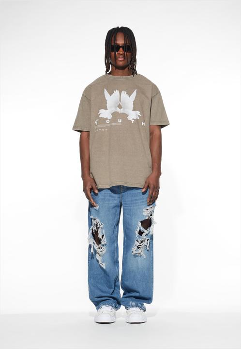 Actual product image Lost Youth LY ACID WASHED TEE DOVE - 105673 (M, L)