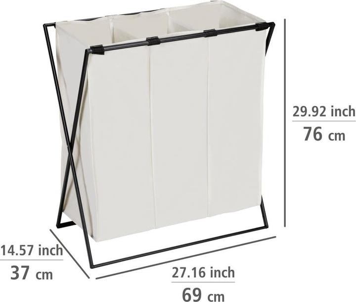 Image du produit Wenko Collecteur de linge Mod. Trio XL Beige avec trois compartiments