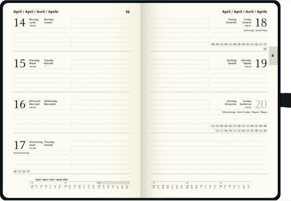 Productafbeelding Weekkalender Kompagnon, A5, Baladek omslag, zwart 2025 (A5, Duits)