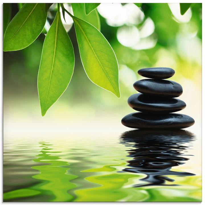 Actual product image Artland Glass picture Zen stone pyramid on water surface T5UJ (30x30 cm)