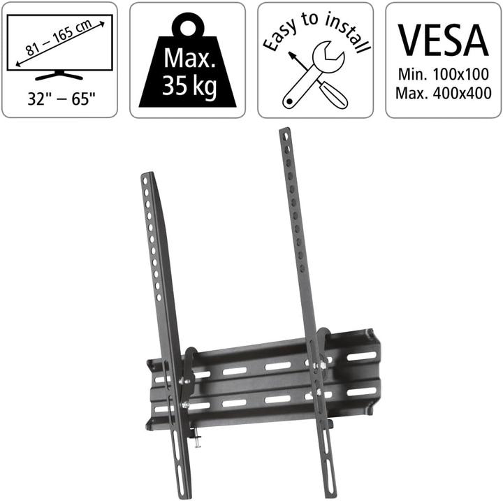 Produktbild Hama TV-Wandhalterung, neigbar, 165 cm (65") bis 35 kg, Wandabstand 2,8 cm (Wand, 65", 35 kg)