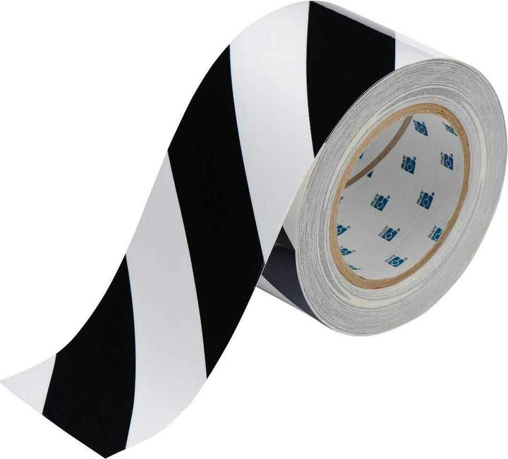 Produktbild Brady B-514, ToughStripe, Bodenmarkierbänder, Polyester, schwarz/weiss, 76,2mm x 30m (76.20 mm)