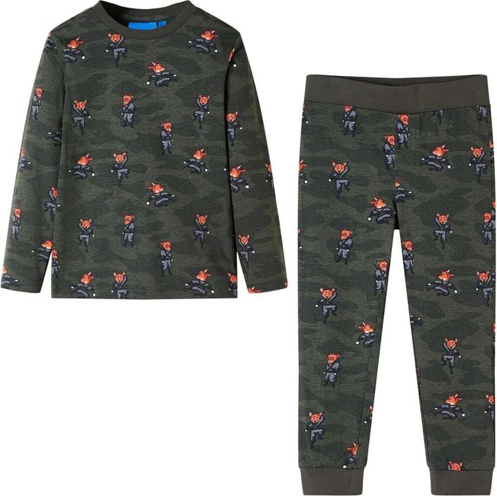 VidaXL Kinderpyjama mit Langen Ärmeln Khaki 140,Material: 100 (140)