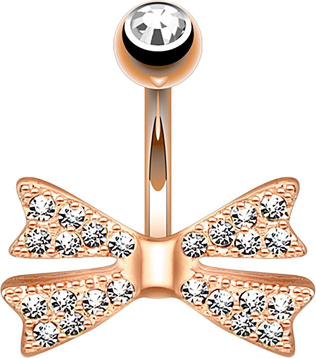 Produktbild Star Piercing Banane rosegold Fliege mit Kristall (Chirurgenstahl 316L, Messing)