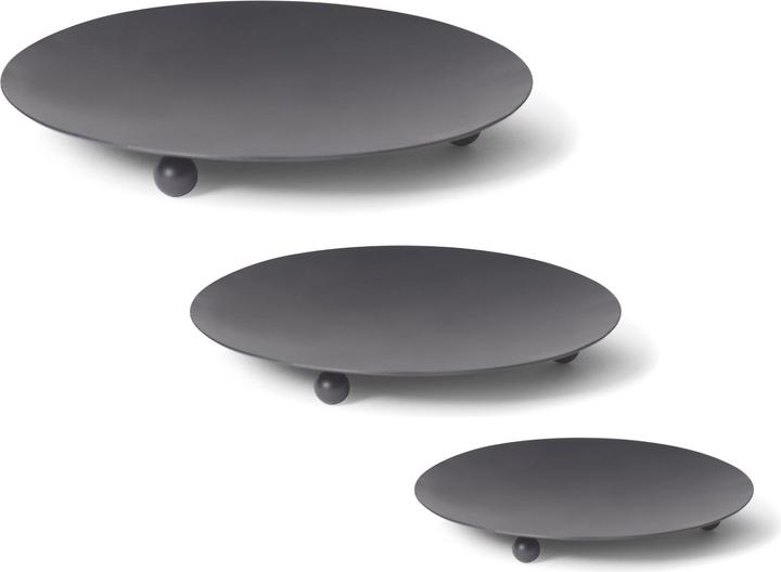Actual product image Novaliv 2pcs Candlestick 3 Feet BLACK 7,5cm Candle Plate Candle Holder Decorative Plate Round