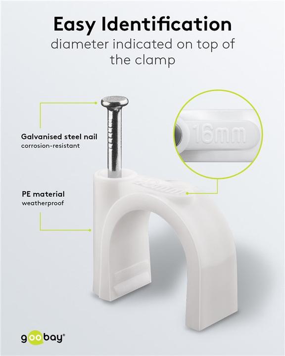 Actual product image Goobay Cable clamp, white max. cable diameter : 16.0 mm