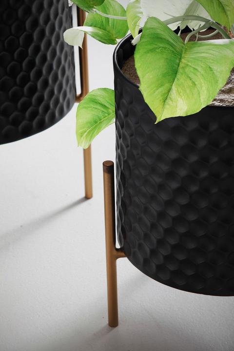 Actual product image FineBuy Set of 2 Planters FB92214 Metal Black (30 cm)