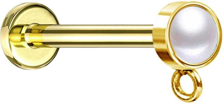 Immagine prodotto Star Piercing Micro labret filo interno placcato oro con cilindro perlato bianco Anello per ciondolo (Acciaio chirurgico 316L)