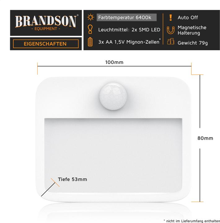 Image du produit Brandson Lampe de nuit à LED, lampe de nuit, détecteur de mouvement, capteur de luminosité