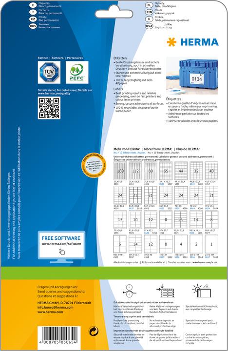 Actual product image HERMA Universal labels A4