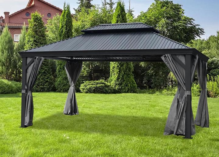 Image du produit Jet-Line Pavillon de jardin en aluminium DAMASKUS 3x3,65 m avec toit fixe en aluminium (300 cm, 365 cm)