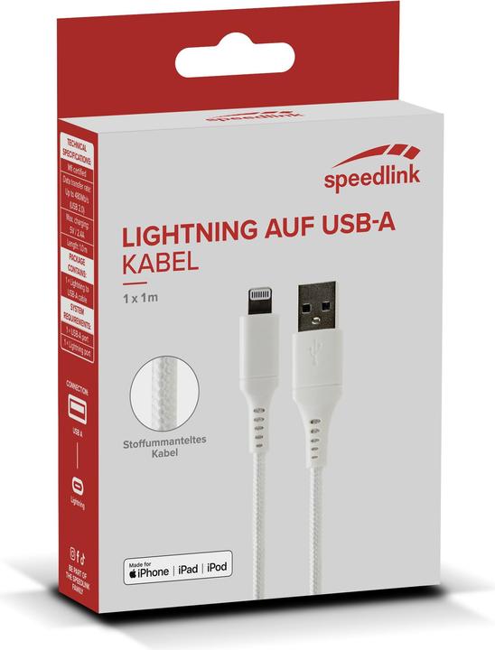Produktbild Speedlink USB-A to Lightning Cable, white (USB 3.0)