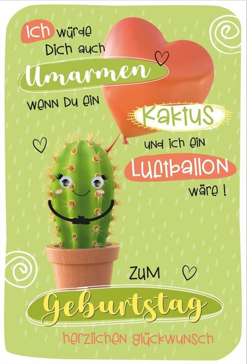 Produktbild Susy Card Geburtstagskarte Kaktus mit Wackelaugen 11.5 x 17 cm (1 Stk.)