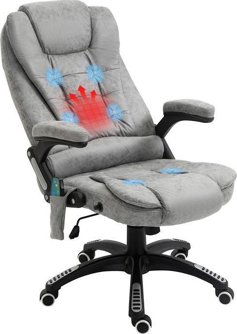 Image du produit Swisshandel24 Chaise de bureau avec fonction massage et chaleur, ergonomique, 6 points de massage, gris