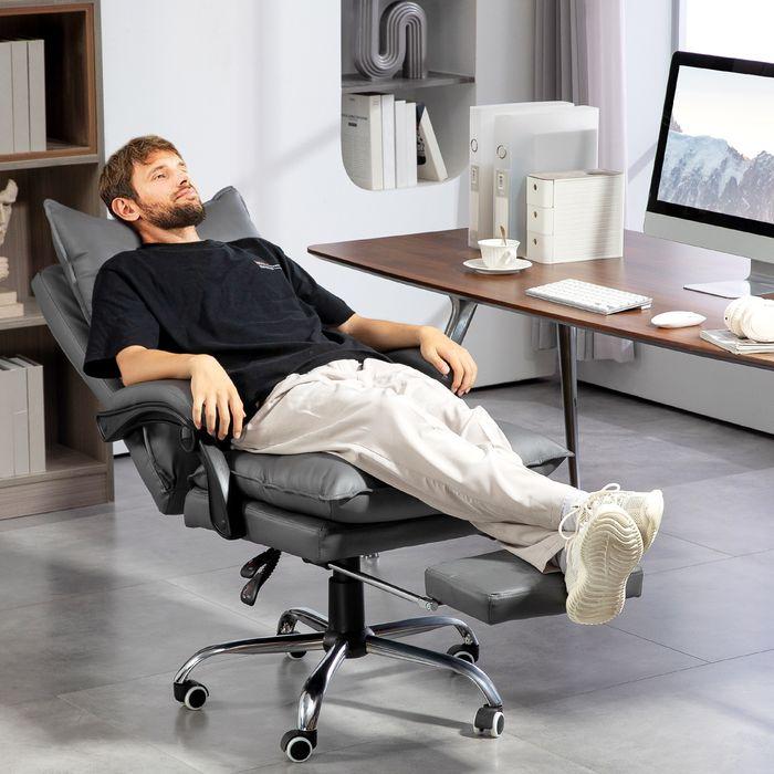 Produktbild Swisshandel24 Bürostuhl mit Liegefunktion, ergonomisch Schreibtischstuhl Drehstuhl Dunkelgrau