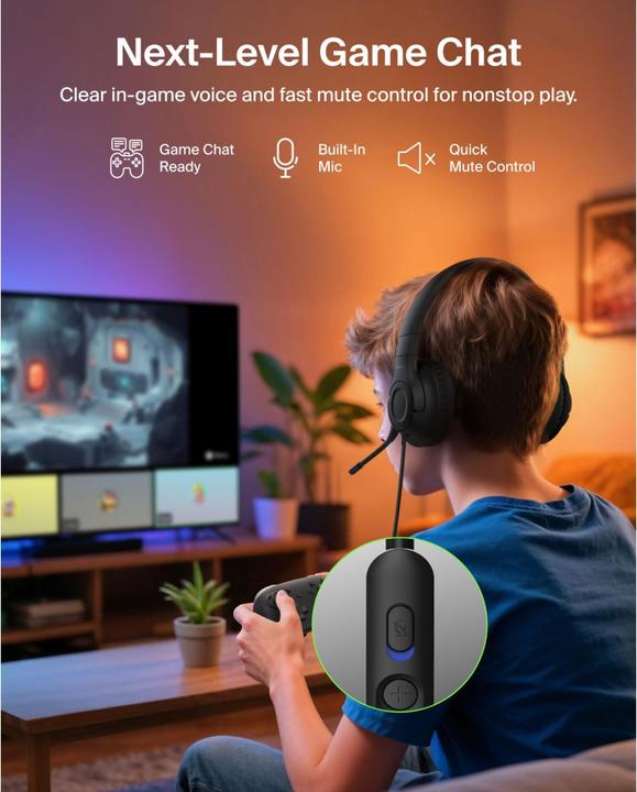 Immagine prodotto Belkin Gaming On-Ear Kopfhörer für Kinder mit Kabel ENA011hqBK