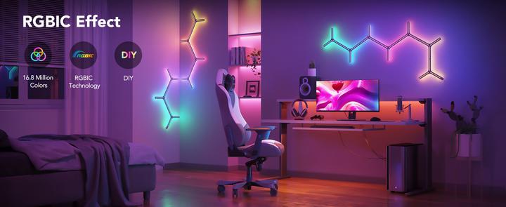 Productafbeelding Govee Paneelverlichting Y-lights Glide, 7 stuks, RGBIC, Wi-Fi + BT