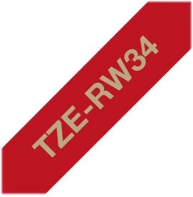 Brother TZe-RW34 (1.20 cm, Gold, Red)
