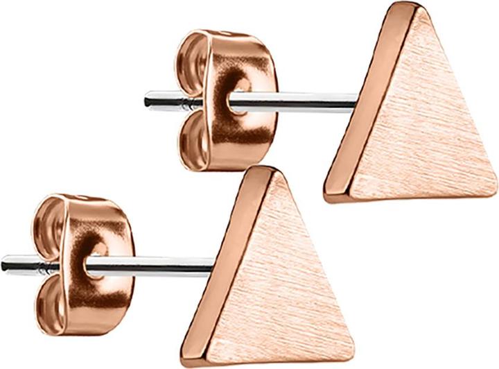 Star Piercing Ohrstecker dreieckig gebürstet rosegold (Chirurgenstahl 316L, Messing)