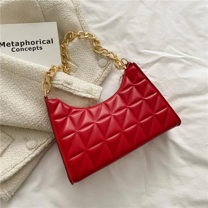 Only-Bags.Store Diamantmuster Umhängetasche PU-Leder Solide Farbe Nische Kette Handtasche Mode Unterarm