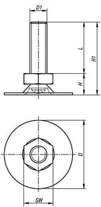 Produktbild Kipp Stellfuss, K0678, Stahl, ohne Bohrung