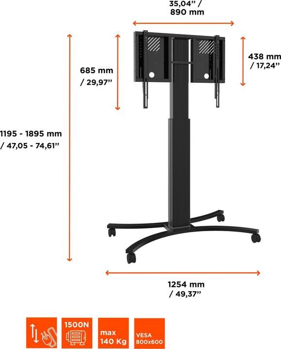 Image du produit Celexon Chariot électrique à hauteur réglable Expert pour écran Samsung Flip 2 WM85R (86")