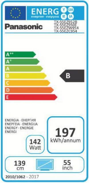 Energy Label Panasonic Tx-55ezc954 (55", OLED, 4K, 2017)