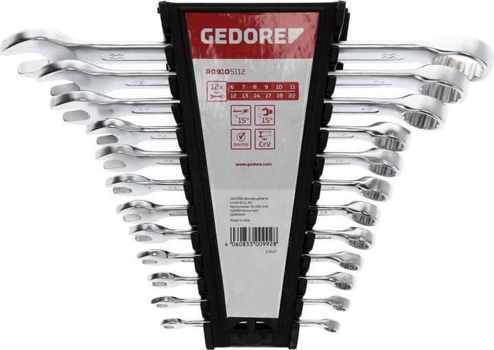 Actual product image Gedore Red red Combination spanner set, 12 pieces, SW 6-22, chrome vanadium steel, silver (19 mm, 12 mm, 24 mm, 14 mm, 22 mm, 16 mm, 23 mm, 10 mm, 21 mm, 18 mm, 27 mm, 17 mm, 11 mm, 15 mm, 26 mm, 8 mm, 28 mm, 9 mm, 29 mm, 13 mm, 20 mm, 25 mm)