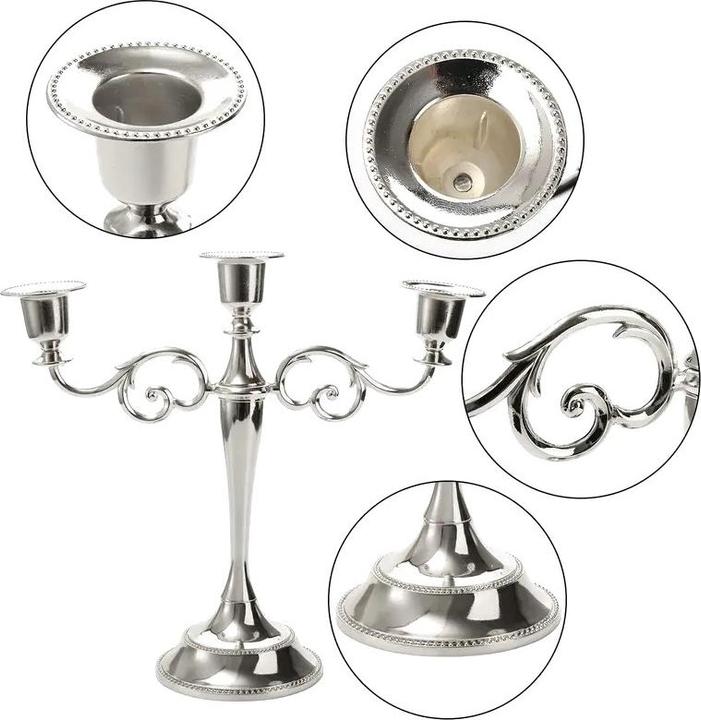 Immagine prodotto Cbx Kerzenständer 3 Köpfe, Kerzenleuchter 3-armig, Kerzenhalter Silber
