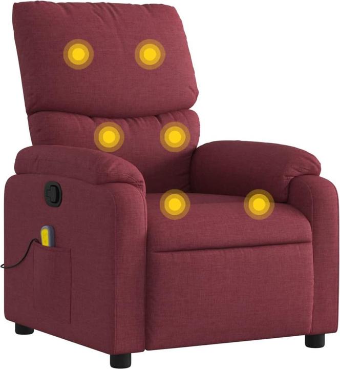 Immagine prodotto VidaXL Poltrona massaggiante in tessuto rosso vino,Colore: Rosso vino,Materiale: Tessuto