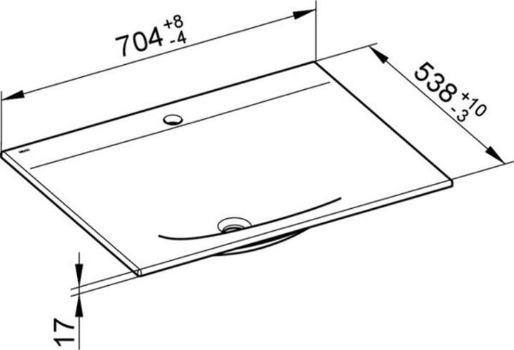 Actual product image Keuco Ceramic washbasin EDITION 11 m 1L-Boh 704x17x538mm white (538 mm, 800 mm)