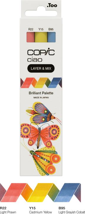 Image du produit Copic CIAO - Marqueurs (B-95 Light Grayish Cobalt, Y-15 Jaune de cadmium, R-22 Light Prawn, 6 mm, 3 x)