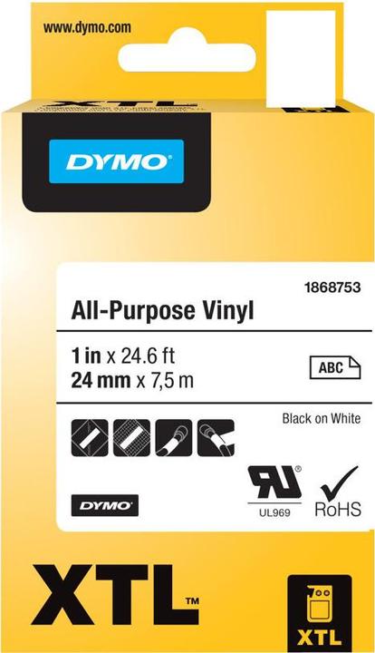 Etichetta energetica Dymo Nastro per font XTL, Vinile (2.40 cm, Nero)