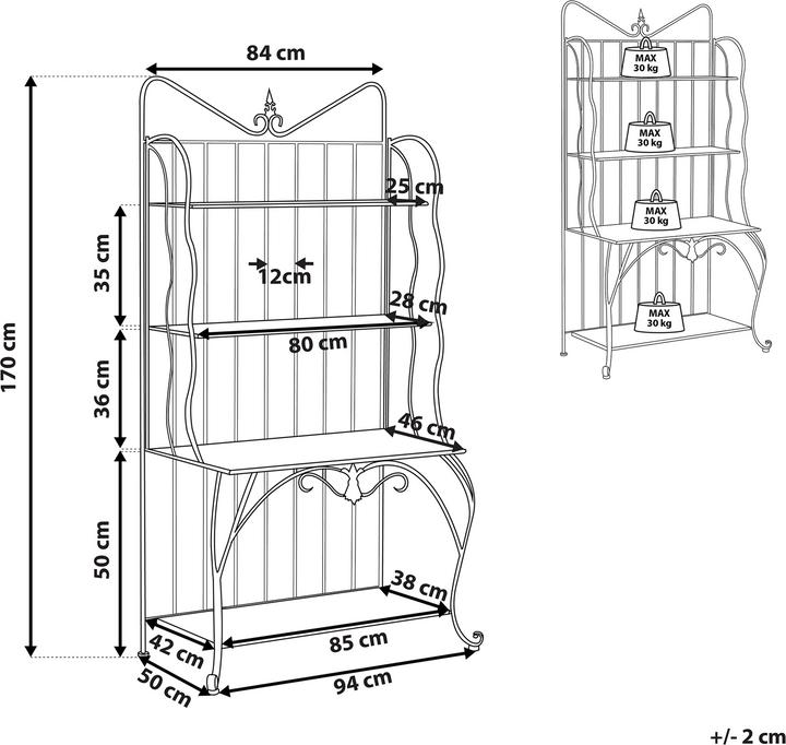 Image du produit Beliani Étagère de jardin beige métal 4 étagères pliable PAVONA