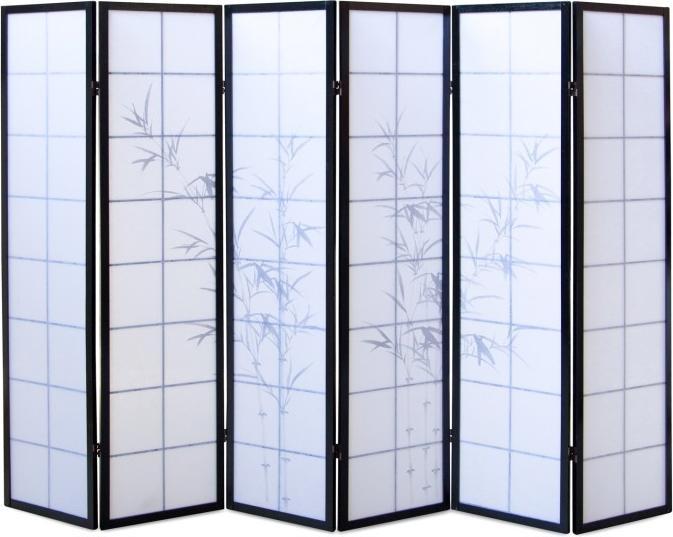 Actual product image Homestyle4u 6pcs Paravent Room Divider Bamboo Pattern Black