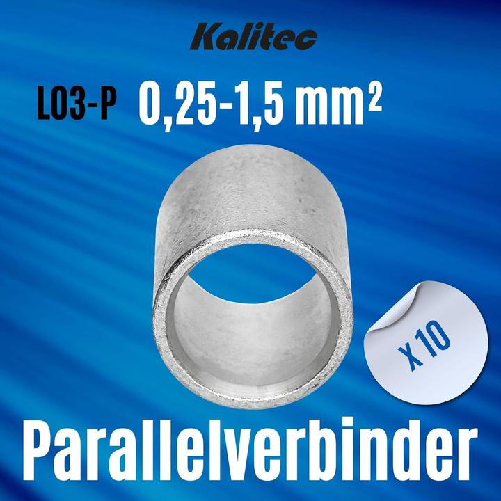 Actual product image Kalitec 10 pieces L03-P parallel connector 0.25-1.5mm² I Connector uninsulated I Crimp connector blank