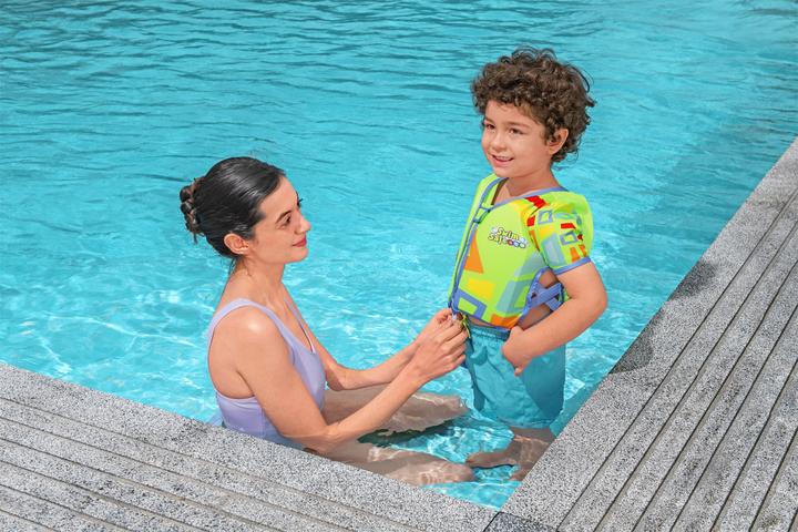 Actual product image Bestway Swim Safe ABC Svømme Traeningsvest UPF 50+ w/aermer, Skum 11-30 kg Grøn (One size, 11 - 30 kg)