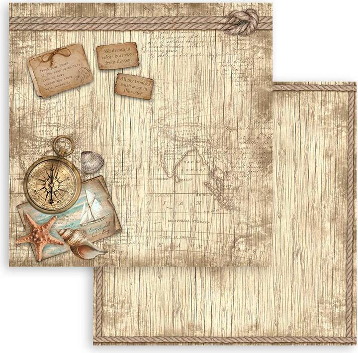 Image du produit Stamperia Pad de scrapbooking "Sea Land" (terre de mer) (190 g/m², 10 x)