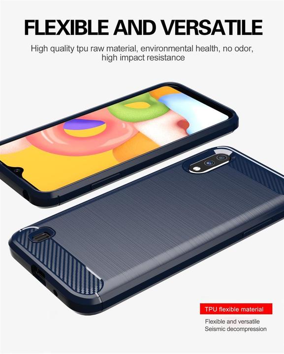 Produktbild Cadorabo TPU Ultra Slim carbon edelstahl Kombi Cover (Samsung Galaxy A01)