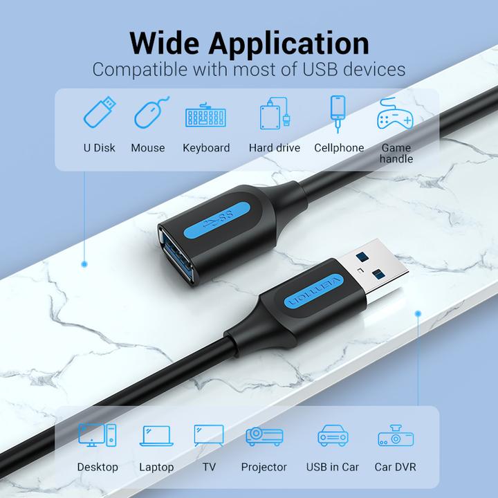 Produktbild Vention USB A – USB A (2 m, USB 3.0)