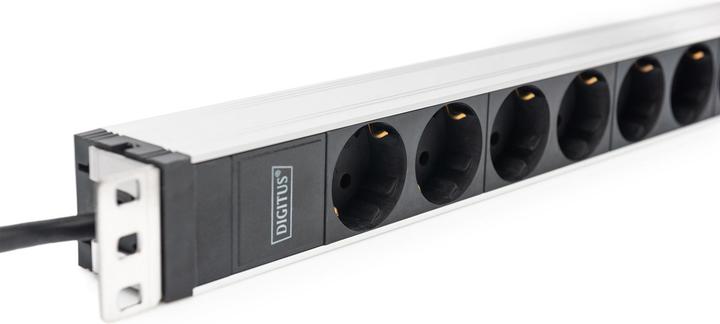 Produktbild Digitus Steckdosenleiste mit Aluminiumprofil, 8-fach Schutzkontaktsteckdose, 2 m Zuleitung, IEC C20 Stecker