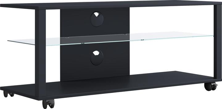 VCM Bois TV Lowboard Roulettes Meuble TV mobile Rack Console Meubles Table TV Phono Verre (90 x 41 x 45 cm)