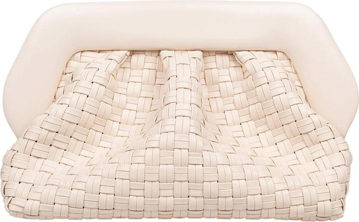 Themoirè vegan fabric clutch bag with braided effect shell color
