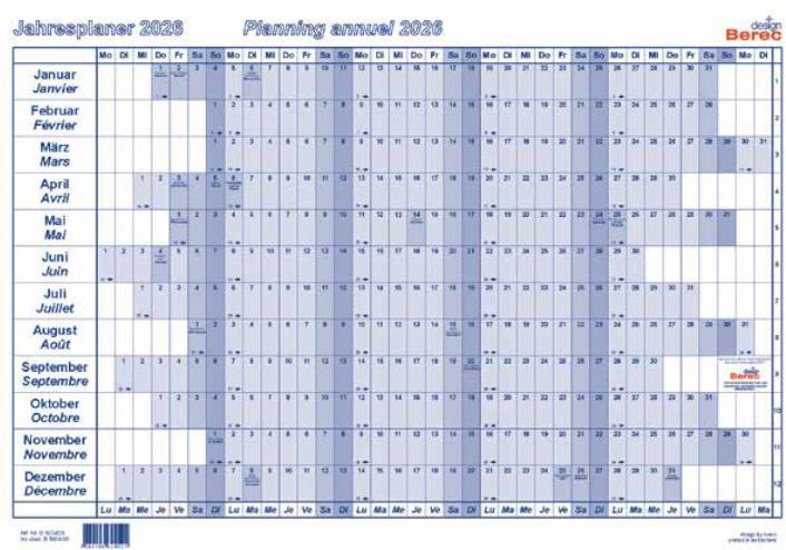Produktbild Berec Papierjahresplan A5 B5605/21 2021, blau (A5, Kein Einband, Deutsch, Französisch)