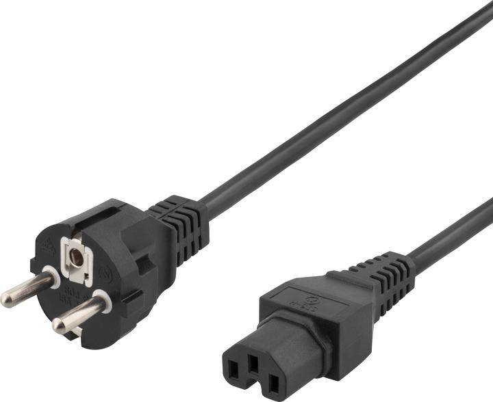 Image du produit Deltaco câble d'appareil IEC C15 - CEE7/7 2m svart (2 m)
