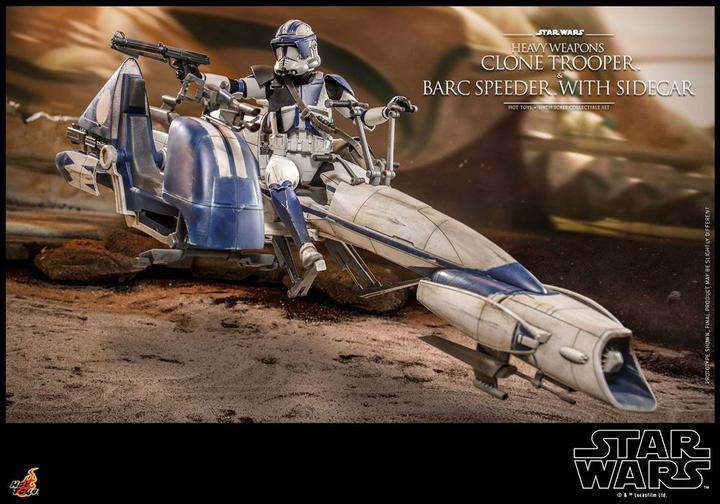 Actual product image Hot Toys Star Wars The Clone Wars figurine 1/6 Heavy Weapons Clone Trooper & BARC Speeder with Sidecar 30 cm
