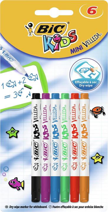 Bic Velleda Kids Whiteboard Marker (Multicolor, 1.20 mm, 6 x)